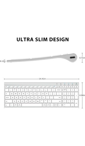 iClever IC-BK10 Silver Multi Device Ultra Slim Rechargeable Wireless Keyboard - Picture 5 of 6