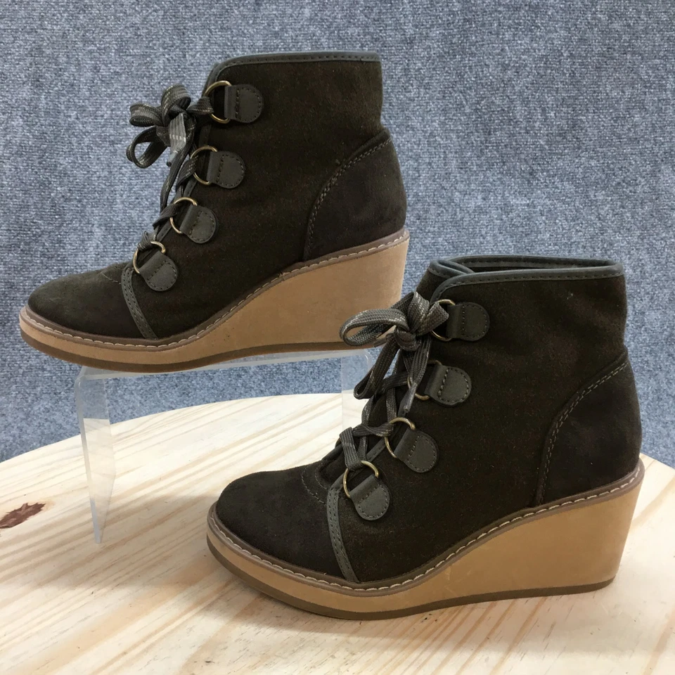 Туристические ботинки Merona женские 6,5 Lorelle на танкетке зеленые на шнуровке из искусственного меха - Изображение 2 из 4