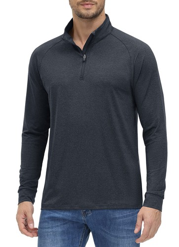 UPF 50+ Men's 1/4 Zip Shirts Long Sleeve Sun Protection Sports Pullover T-Shirts - Picture 11 of 103