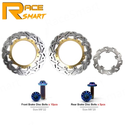 For BMW S1000RR 2009 - 2018 Front Rear Brake Rotors Disc + Mounting Bolts Screws