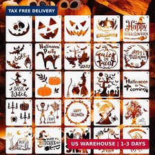 25 Pcs Halloween Stencils Reusable, 6x6 Halloween Stencils for Painting on Wood,