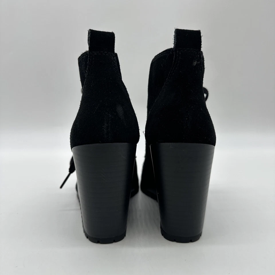 Espléndidas botas botín negras de gamuza con cordones de cuña para mujer talla 7,5..#5 Foto 3 de 4