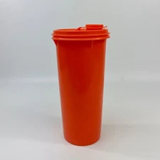 Vintage Retro TUPPERWARE-Orange Slim Container with Pour Lid Seal # 262-14