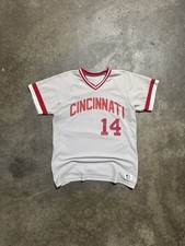 RARE 1970s Pete Rose Cincinnati Reds Grey Jersey Made In USA Sz Large