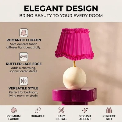 Abat-jour plissé en tissu pour lampadaires et lampes de chevet de salon - Photo 1/4