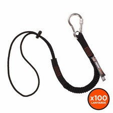 Ergodyne 19011 Squids 3105 Tool Lanyard 100-Pack Black Carabiner Loop 15lb