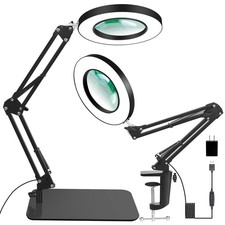12X Magnifying Light with Stand, 2-in-1 Magnifier with Light Hands Free, Magn...
