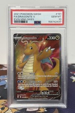 PSA 10 Carte Pokemon Dragonite V 191/203 Spada e Scudo Cieli in Evoluzione Full Art