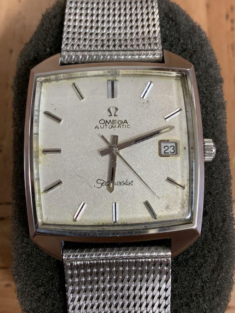 Omega Seamaster Vintage Date Silver Square Automatic Mens Watch