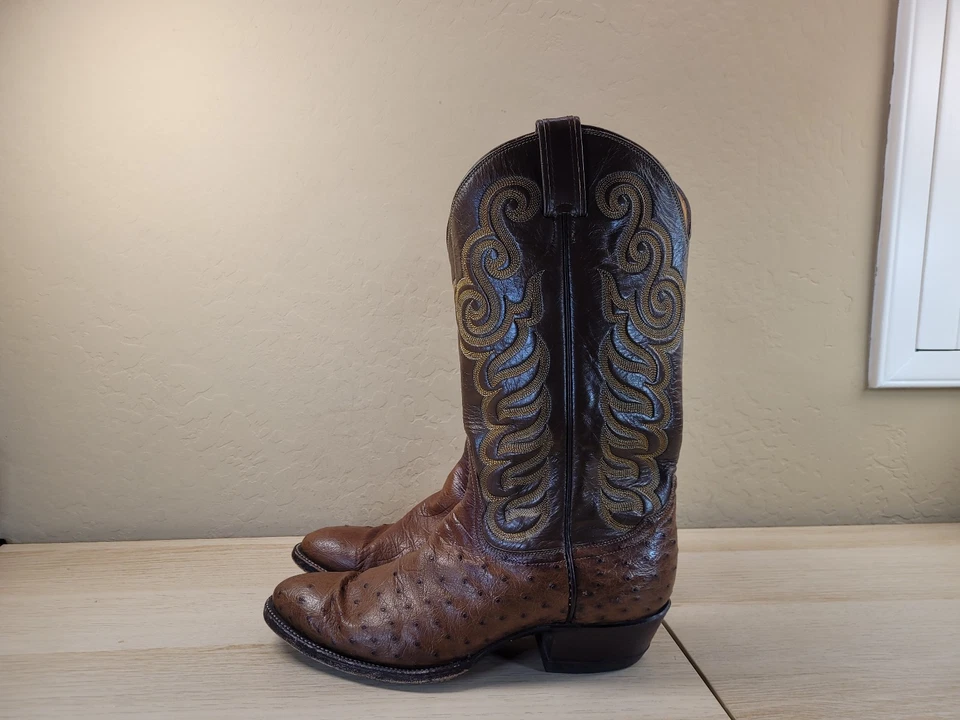 Tony Lama Men's Exotic Vintage Full Quill Ostrich Western Boots Size 9.5 D - Image 2 of 4