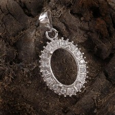 Semi Mount Pendant Stone Setting Size 18X13 MM Oval Shape 925 Sterling Silver