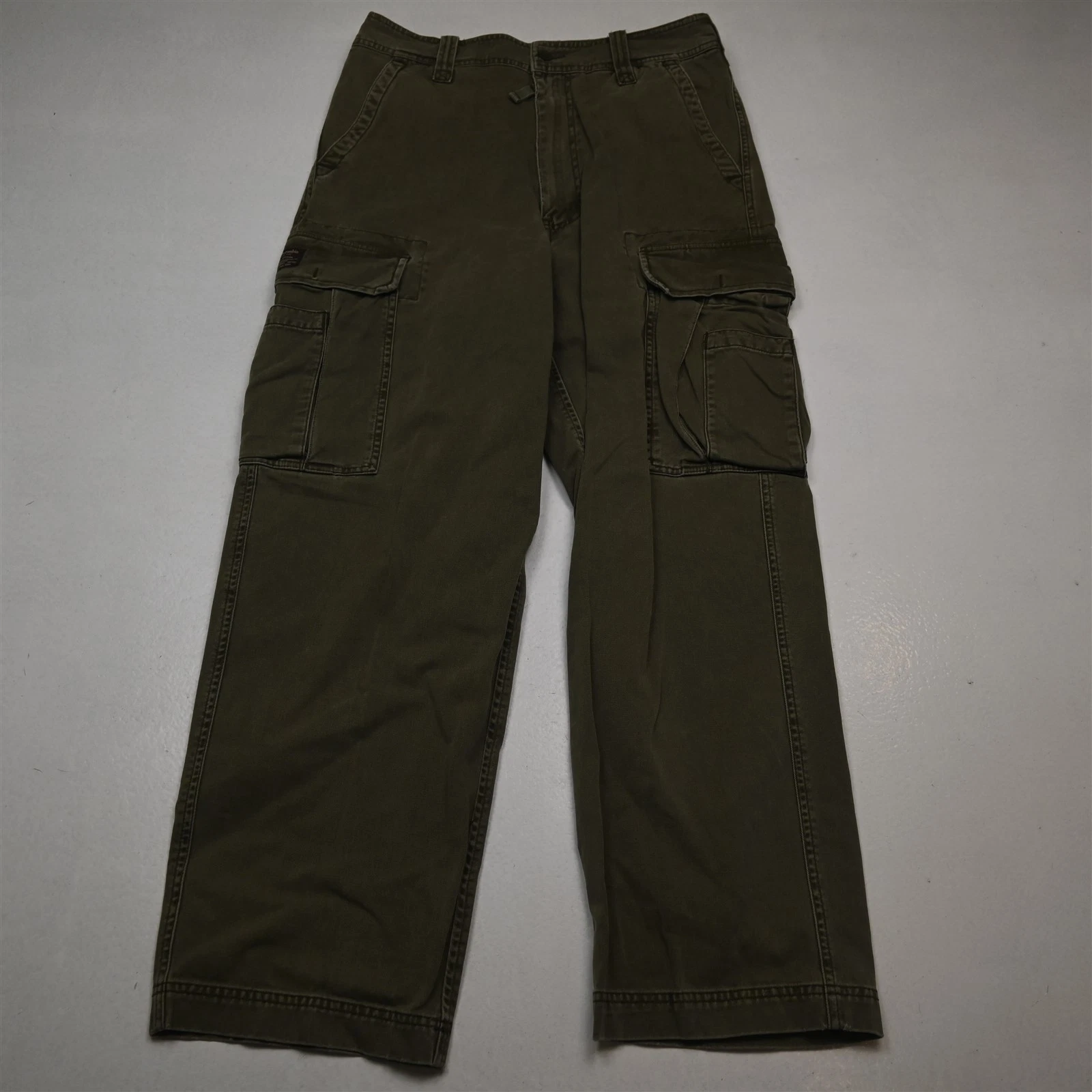 Vtg Abercrombie Y2K 2000s 30x30 Green 100% Cotton Baggy Patch Cargo Mens Pants