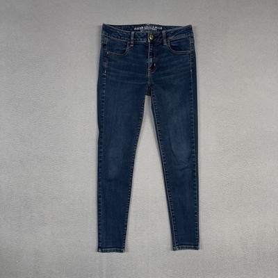 American Eagle Jeans Womens 4 Short Blue Jegging Distressed Denim Cotton Blend