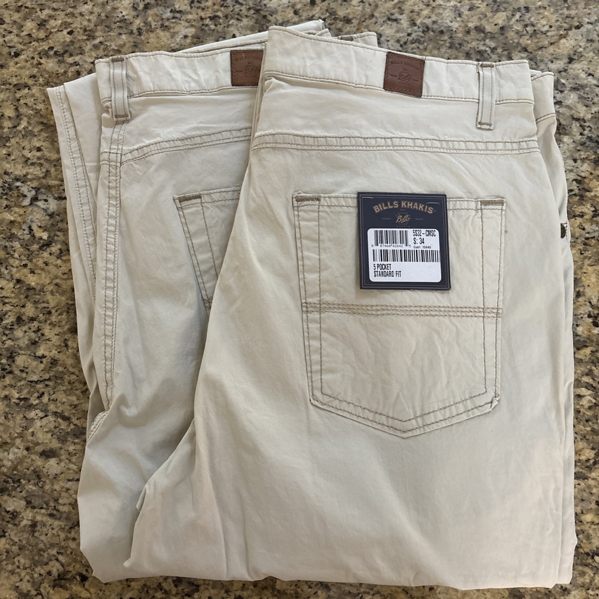 x2 Bills Khakis 5S32-CMSC Stretch 5-Pocket Standard Pants Cement