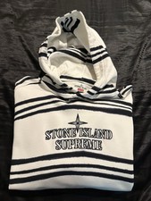 Supreme FW20 Stone Island Warp Stripe Hooded Sweatshirt White Large