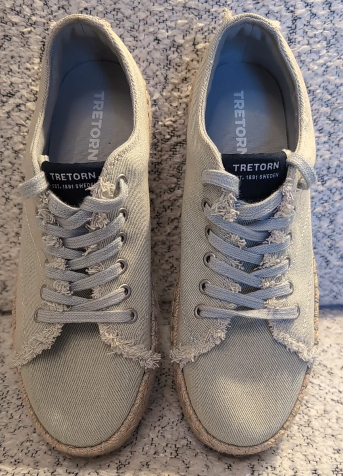 Zapatillas deportivas Tretorn Eve plataforma baja alpargata en verde azulado pálido talla 8 Foto 4 de 4