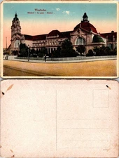 Wiesbaden Bahnhof Germany Vintage Postcard Train Station Divided Back Color