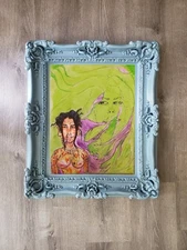 abstract surealism painting modern art folk art of a woman , original 