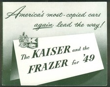 Kaiser Frazer Most-copied Cars For 49 Sales Folder 1949 Kaiser Frazer Most-copied Cars For 49 Sales Folder 1949