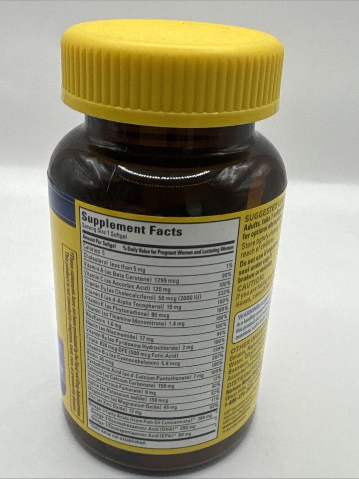 Nature Made Postnatal Multi + 200 mg DHA 60 cápsulas blandas caducidad 25/07 Foto 2 de 4