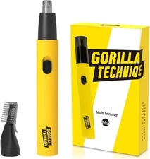 Gorilla Technique Nose Ear Hair Trimmer for Men, 2 Head, Blk & Ylw 