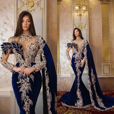 Dubai Luxurious Mermaid Evening Dresses Long Sleeves Prom Gowns Party Dresses