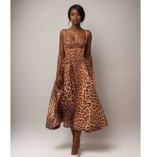 Zimmermann Leopard Print Panelled Midi Dress Size S/XS NEW