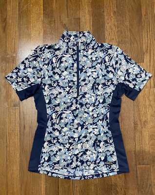 Kerrits Shirt Women s XS Riding Top Floral 1/4 Zipper Lightweight Side Pockets