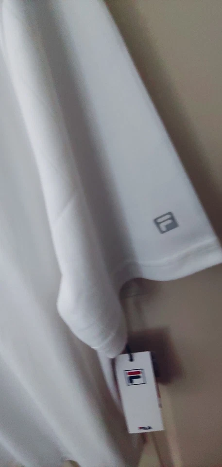Polo Tenis FILA Hombre Blanco XL Essentials Aguja Caída Rendimiento Energía NUEVO Foto 4 de 4