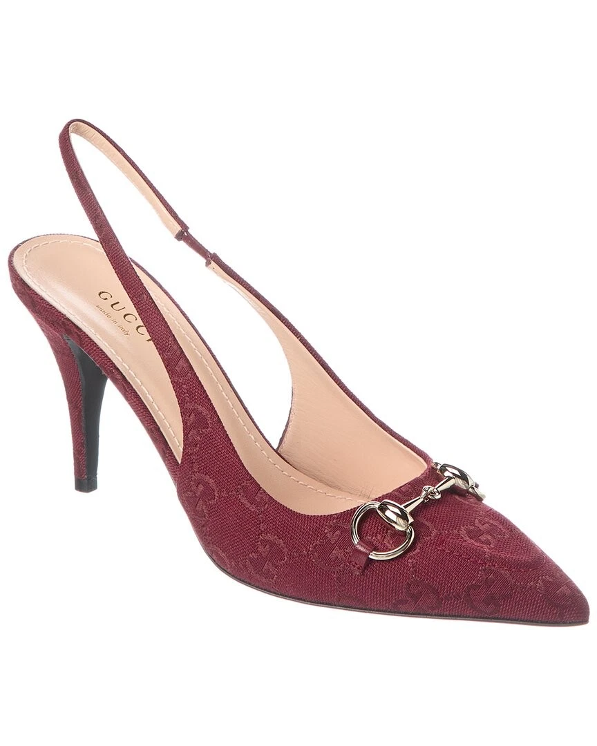Escarpin femme Gucci Horsebit Gg toile à bandoulière