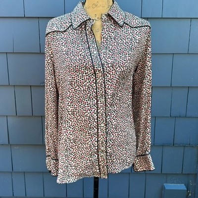 Ottod ame top blouse western fringe made in Italy snap large Pinup