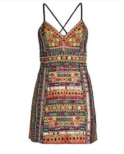 Alice and Olivia Tayla Size 8AU/4U Embroidered Multi Colour Festival Dress New