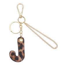 Initial Letter Keychain Letter J - Leopard Alphabet Key Chain, Gold