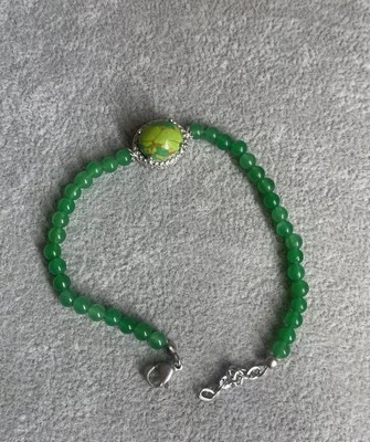 STS Karis S.Steel Grün Kupfer Türkis Perlen Jade Armband
