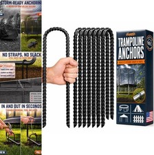 12 Inch Trampoline Anchors U Stakes Heavy Duty Ground Steel 8 Pack Wind Secure