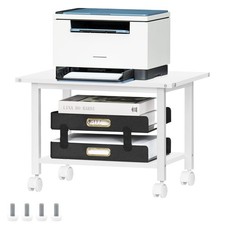 Under Desk Printer Stand, 2-Tier Industrial Mobile Printer Table with Storage...