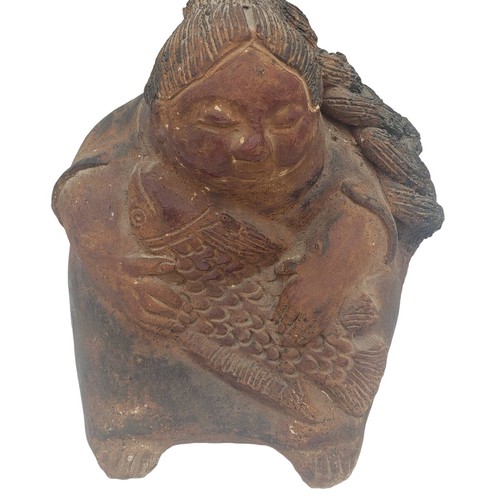 Antigua Estatua Primitiva Estilo Azteca Arte Popular Mexicano Abuela Centroamérica 11" - Imagen 2 de 16