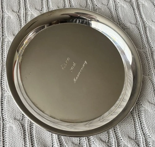Lunt Sterling Silver 925 Esco 20th Anniversary Plate Mid Century Modern 135g