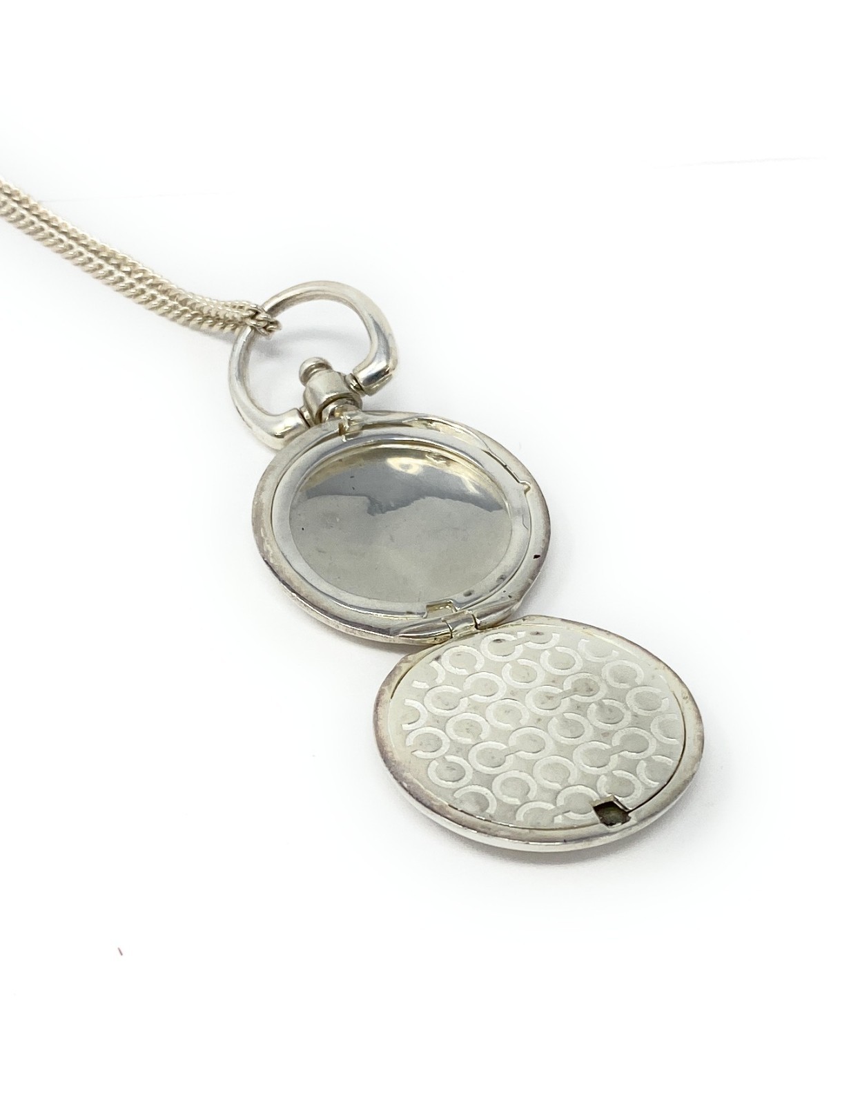 Coach Round Solid Sterling Silver Locket & Neckla… - image 1
