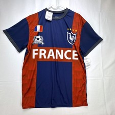 Strike Force France National Team Soccer Jersey Mens Size Large Blue Red Shirt