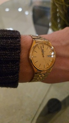 slim fit dress slacks Seiko SGF206 Men's Dress Yellow Gold Plated Stainless Steel Watch