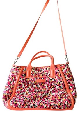 Vera Bradley Trimmed Trapeze Tote Satchel Bag Purse in Pixie Confetti Pattern
