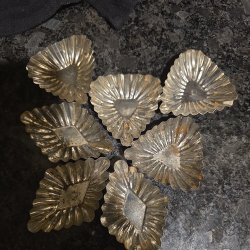 Vtg Heart Diamond Shaped Mini Tartlet Tins Lot Of 7 Metal Tart Molds Sweden