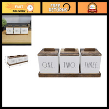 Rae Dunn Bathroom Containers for Organizing - Storage Canister Set of 3 with Lid