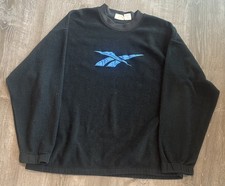 Vintage 90s Reebok Big Blue Logo Made In USA Crewneck Sweatshirt Black Mens XL