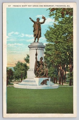 Vintage Francis Scott Key Grave & Monument Postcard Frederick MD