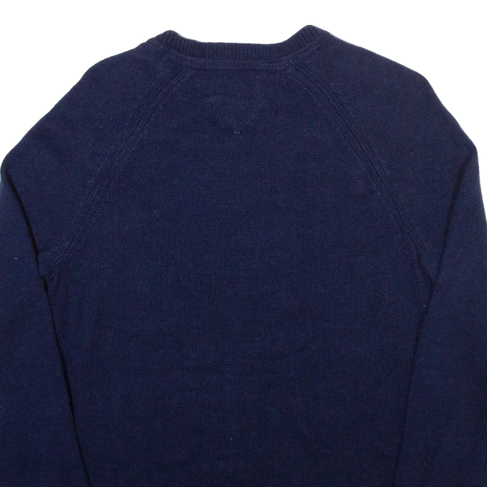 TOMMY HILFIGER Girls Jumper Blue Tight Knit Wool M - Image 4 of 4