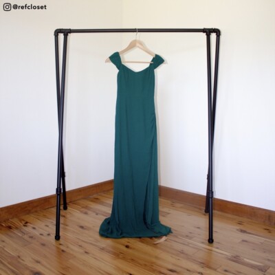 NWT $428 Reformation Marilyn Dress Emerald Green Off The Shoulder Maxi Gown  4 | eBay