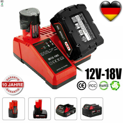 12V-18V Ladegerät M12-18C For Milwaukee M12 M18 48-11-1850 Li-ion Ladegerät DE