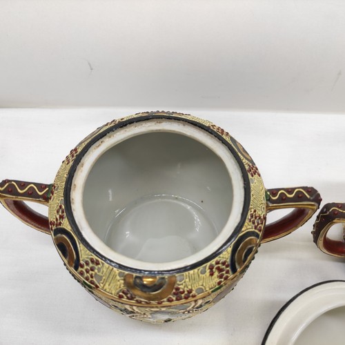 Nippon Moriage Satsuma Immortal Faces Teapot ,Cup&Saucers,Creamer &Sugar Bowl. - Picture 16 of 24